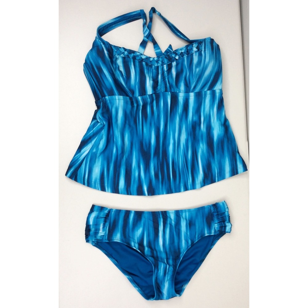 Becca by Rebecca Virtue 2 PC Tankini Swimsuit Women's Size 1X 16/18 Blue